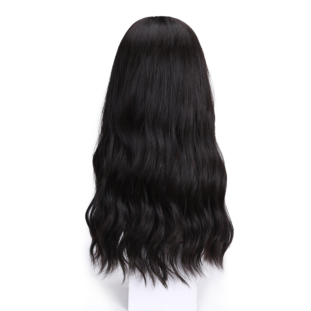 Perruque synthétique Set Femme Air frange Micro Wave Full Top Mesh Rouge Cheveux longs bouclés_voghion.com