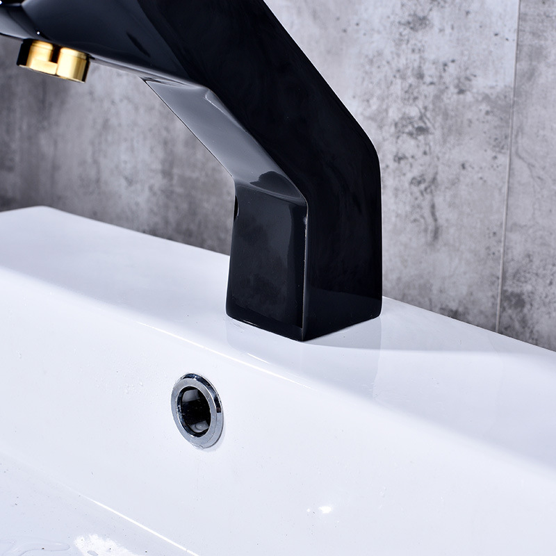 Factory direct sales of European-style matte colored washbasins, hot and cold mixed faucets, thickened all-copper main body bathroom cabinet faucets Application Scenario