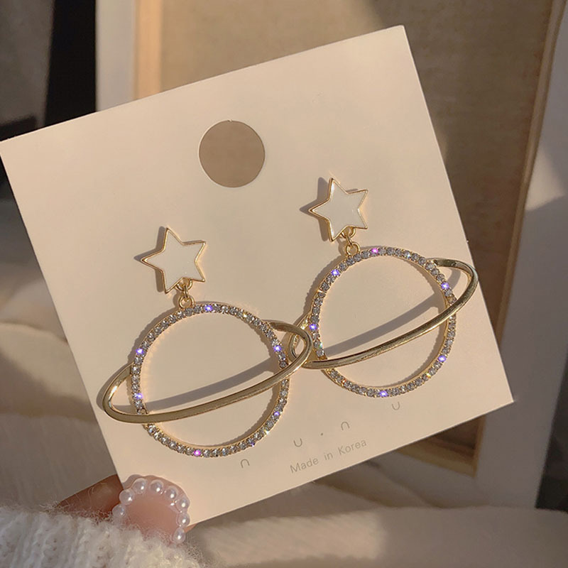 Korean Fashion  Rhinestone Planet Earrings Drop Oil Earrings Femininity Wholesale Nihaojewelry display picture 1