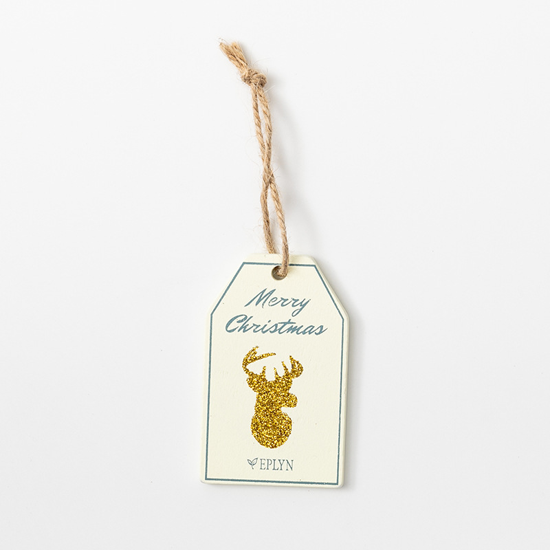 Navidad alce de pentacos oro plata madera pequeña tarjeta colgante decoración de regalos de Navidad marcadores clips colgante