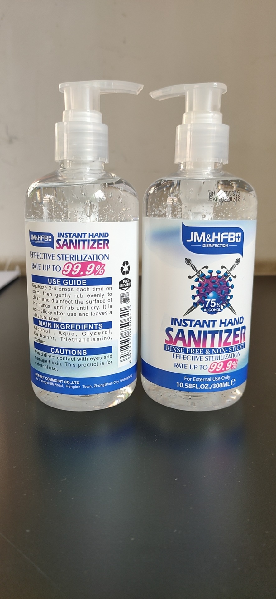 厂家直销外贸出口全英文包装抗菌抗病毒75%酒精洗手液300ml|ms
