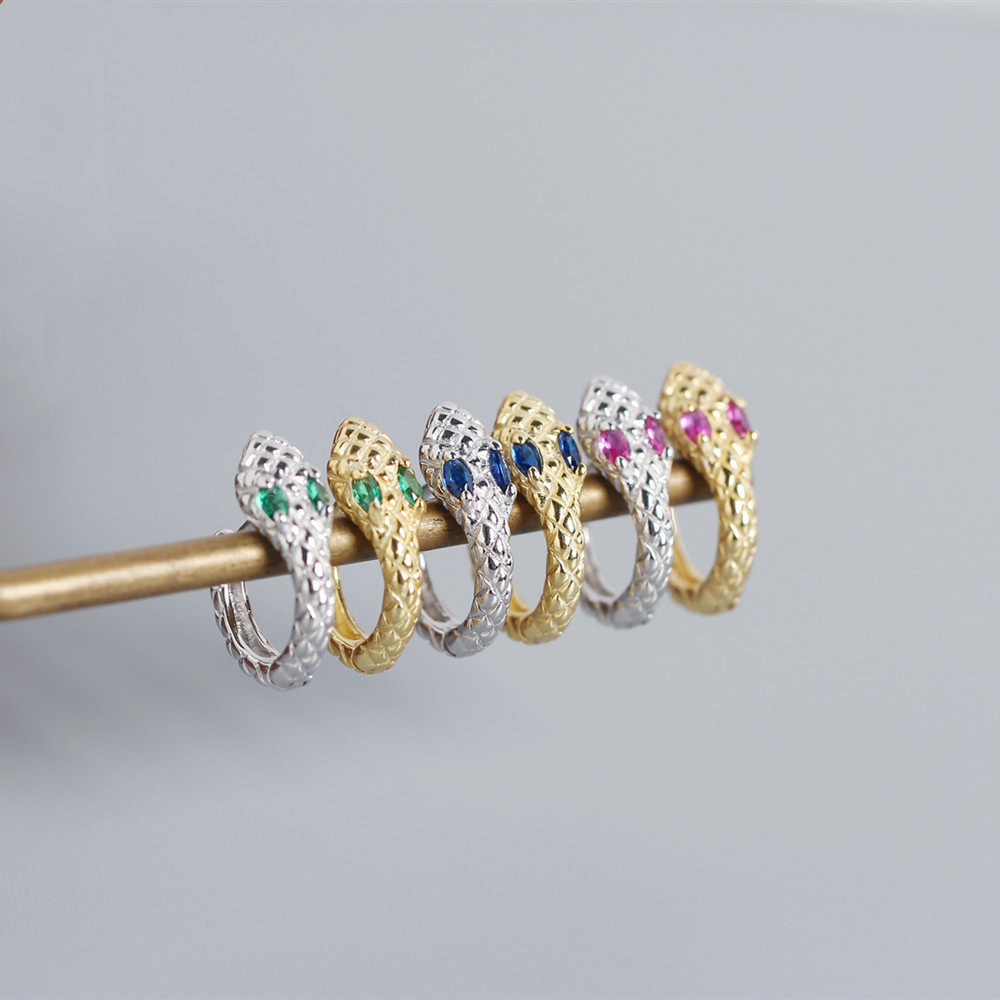 1 Pair Quantity Shopping Occasion 1 Pair Silver Zircon Snake Earrings