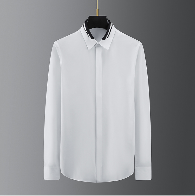 Áo sơ mi nam dài tay cổ vuông phối màu đen trắng, chất cotton nguyên chất — Màu đen chi tiết 7