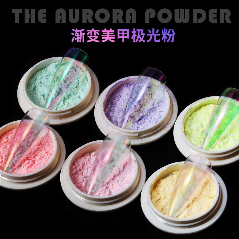 Transfronterizo hielo exclusivo transparente nude Rosa Aurora Rosa Internet celebridad uñas belleza color mágico espejo sirena harina espejo mágico Pink Fairy