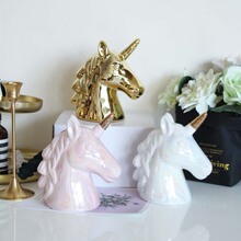 北欧ins风陶瓷独角兽存钱罐珍珠釉储蓄罐家居装饰工艺品创意摆件