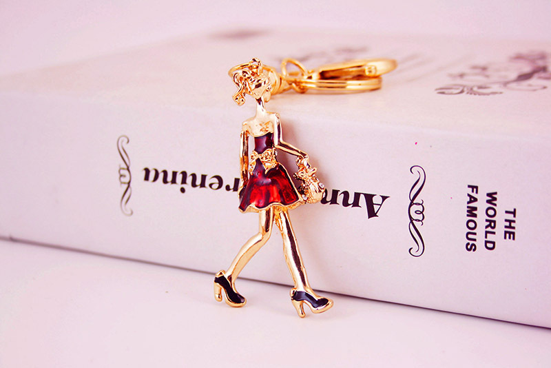 28g Weight Alloy, Metal Material Doll Pattern Unisex Gender Purple, Red, Black Color Little Girl Pendant Keychain 8