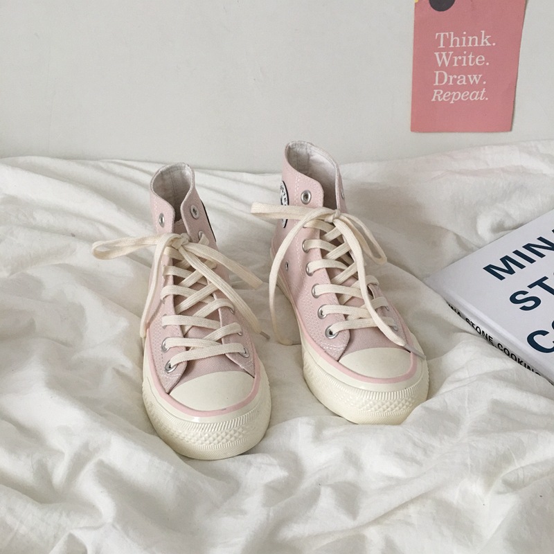 Vilenjasto ružičaste visoke platnene cipele za žene iz 1970-ih, korejska verzija, ULZANG studentske svestrane visoke cipele za boarding_voghion.com