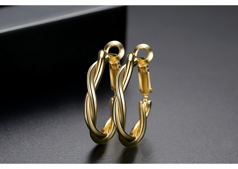 Love Empty Earrings Korean Fashion Simple New Twist Earrings Ladies Copper Earrings display picture 2