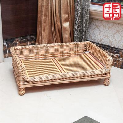 狗窝藤编可拆洗春夏凉席垫狗房宠物床猫屋泰迪大中小型犬四季通用|ms