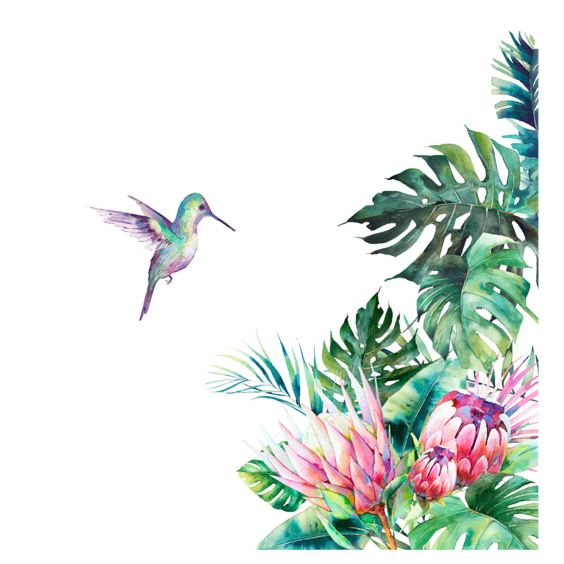 New Wall Stickers Tropical Vegetation Bird Home Background Wall Decoration Removable Pvc Stickers display picture 8