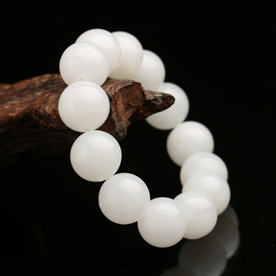诚石 天然青海料和田玉手链 单圈手链男女款玉珠子厂家一件代发|ms