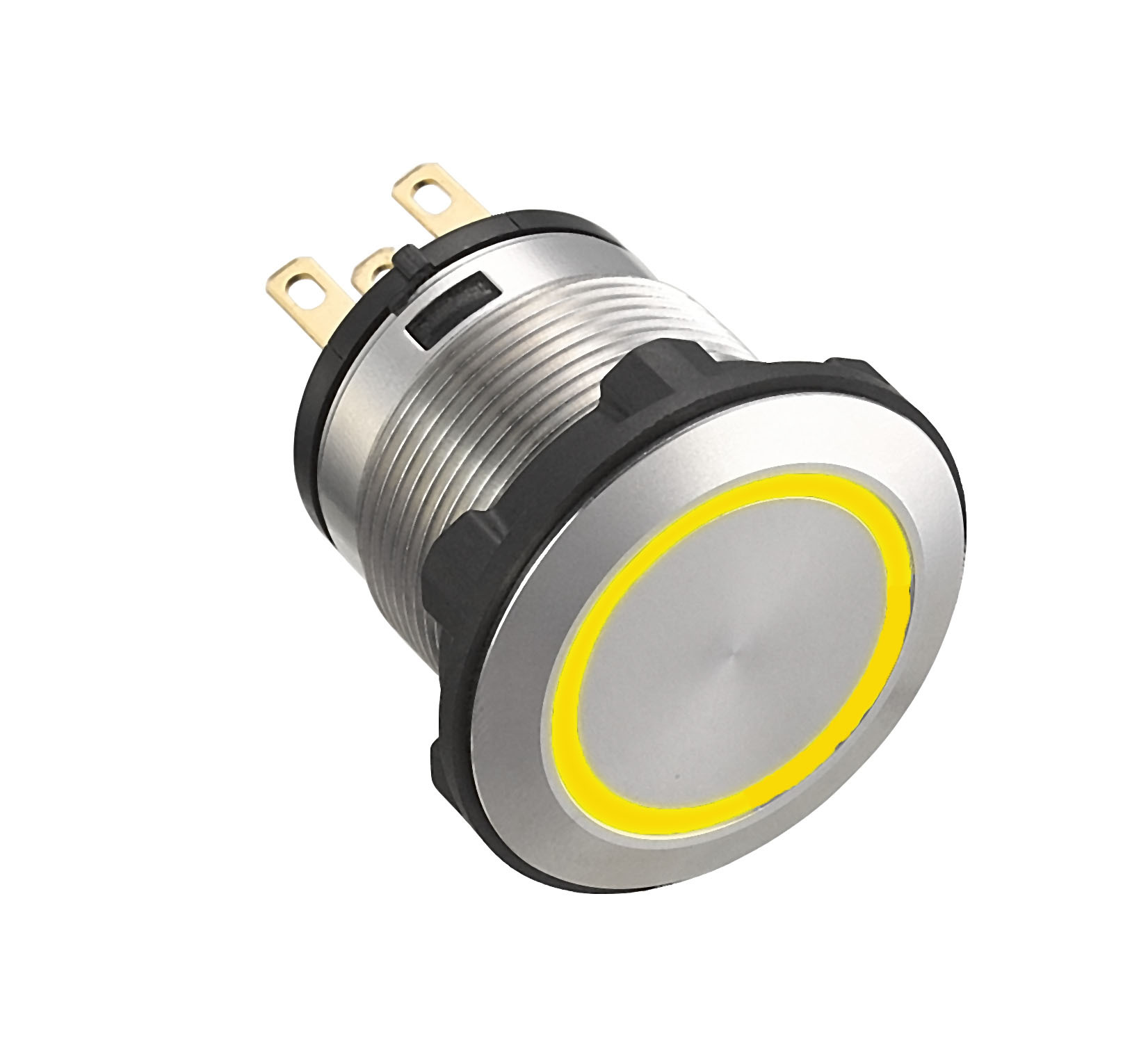 22mm 不锈钢按钮 环形带灯 自复  IP68 低电压微电流 黄色 2NO