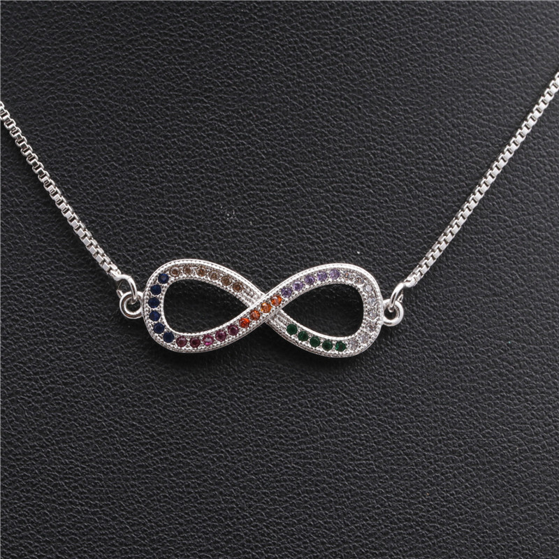 Fashion Simple  Copper Necklace 8-word Infinity Love Micro-set Zircon Necklace Wholesale Nihaojewelry display picture 2