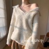 Lapel knitting Lambswool Sweater 20 Autumn and winter Lazy Easy V. fashion Socket knitting coat 0143