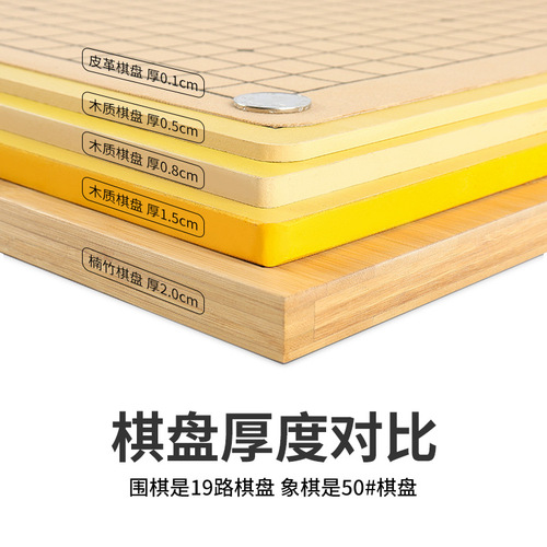 2cm Nanzhu carved line Go 19-way chess board carbonized double-sided backgammon wooden board does not include chess pieces