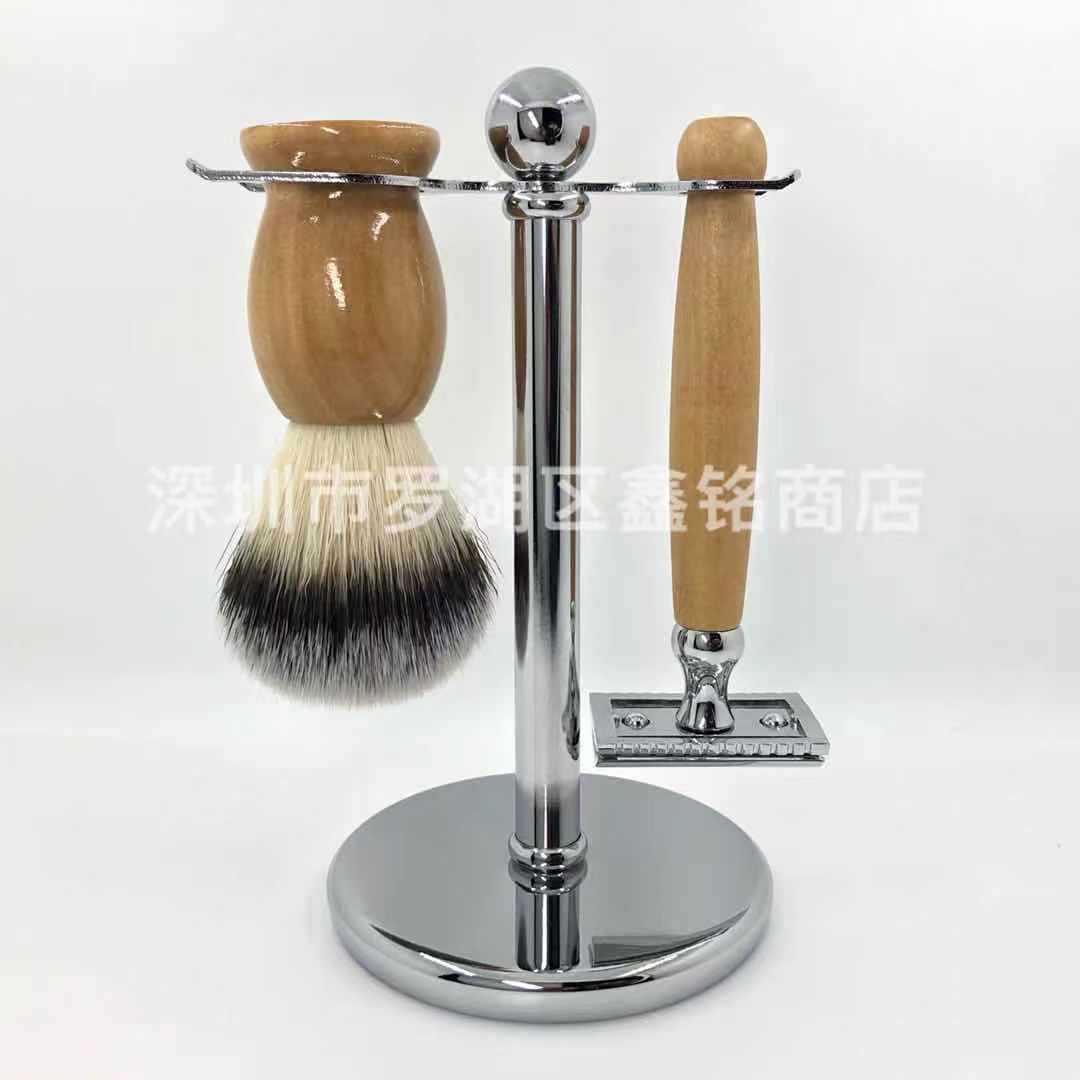 厂家直销胡须刷套装剃须刀套装男士刮刀支架尼龙毛刷刮胡刀