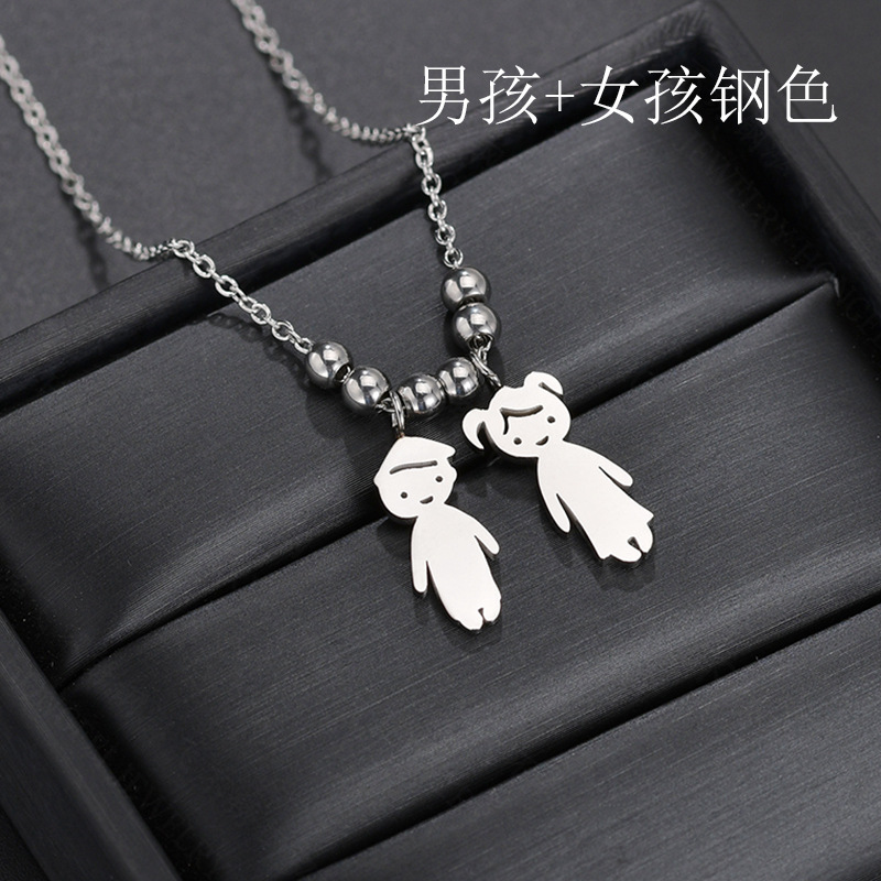 Personnalité Garçon Fille Collier En Acier Inoxydable Bricolage Combinaison Libre Lettrage Bon Ami Famille Collier En Gros Nihaojewelry display picture 10