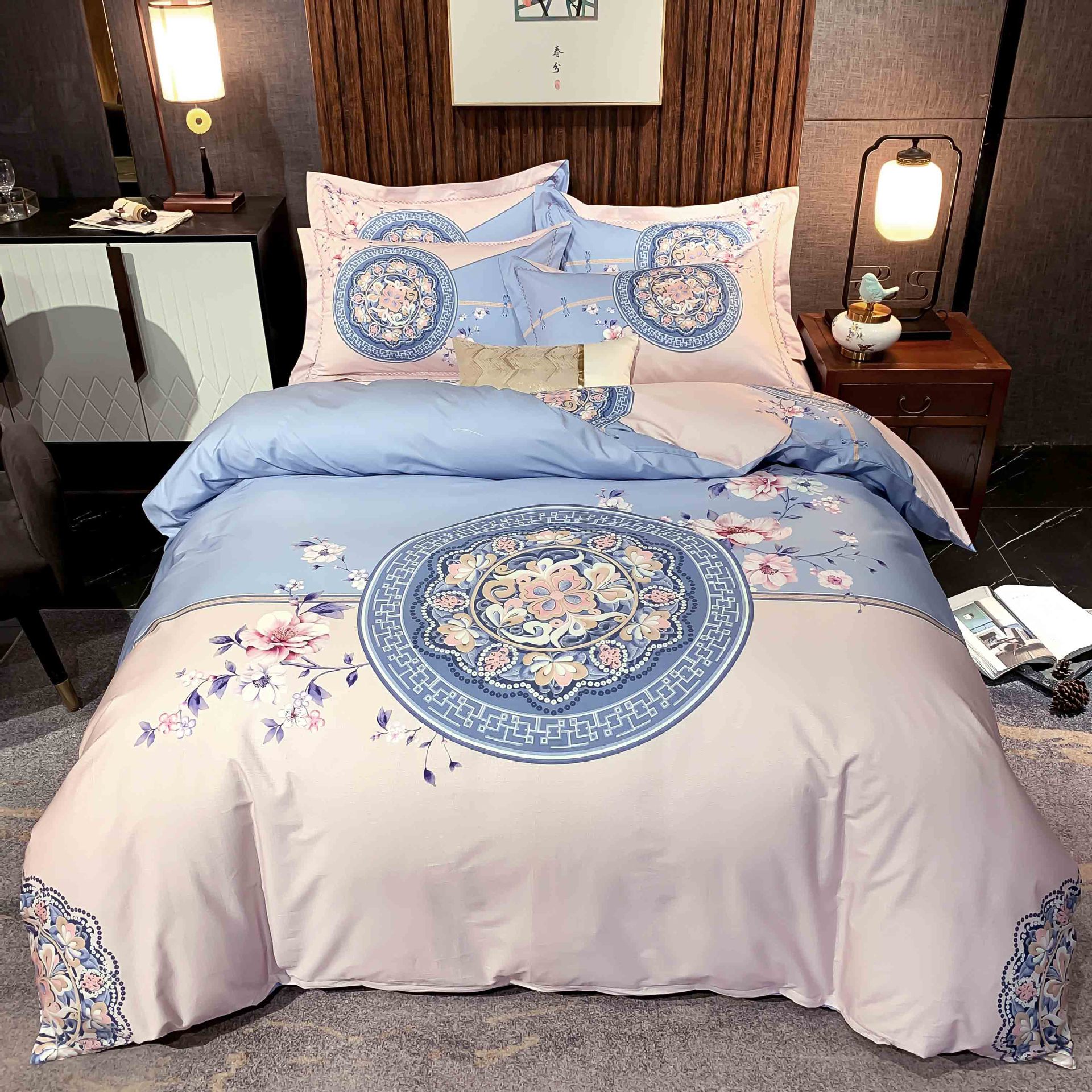 New Chinese Style Cotton Four-piece Pure Cotton Bed Linen Quilt Cover Bedding