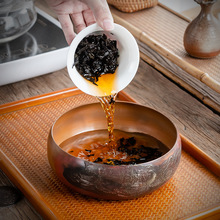 纯铜茶洗特大号家用茶洗杯碗日式禅意复古水盂茶渣缸茶道茶具配件