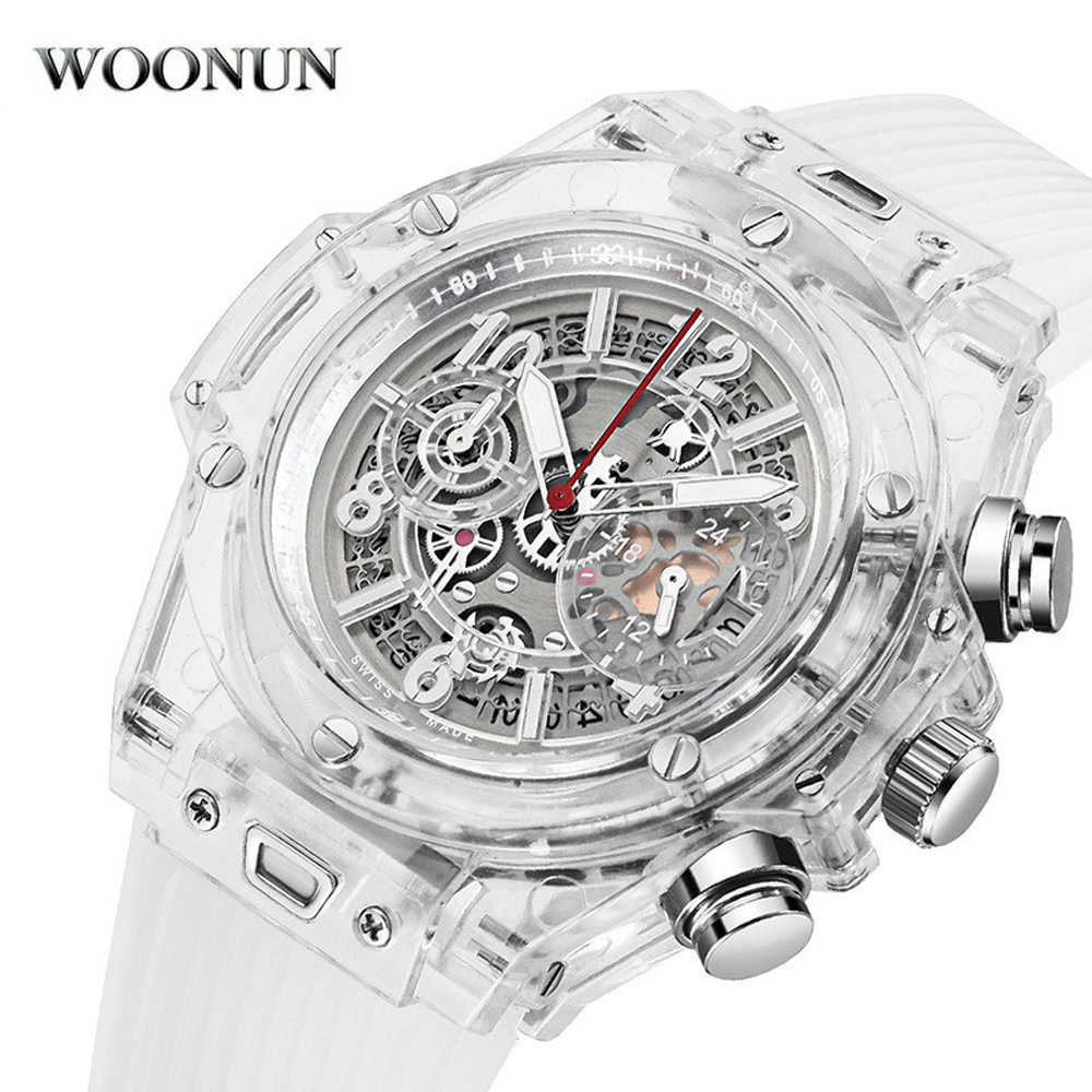 2020直播爆款硅胶带时尚简约透明多功能跑秒情侣手表学生石英表女