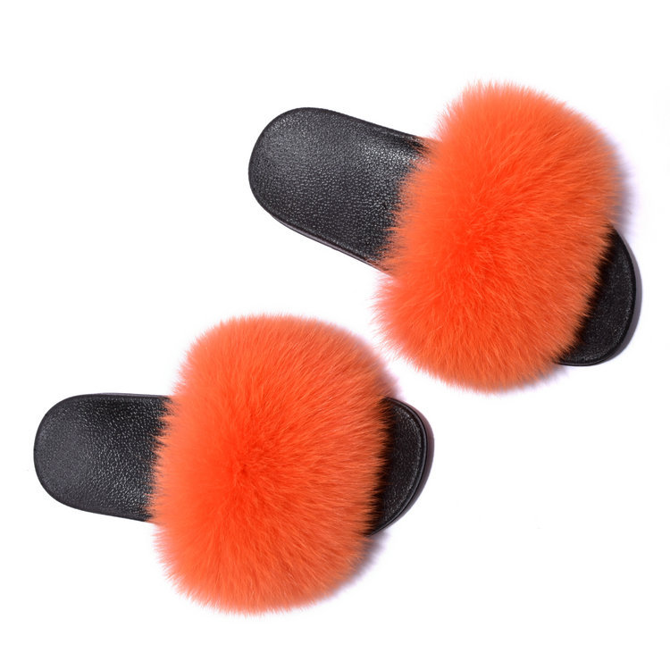 皮草廠家批發居家真狐狸毛壹字毛拖鞋 夏季女士時尚新款毛絨拖鞋