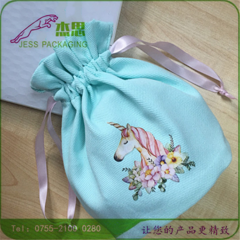 设计2021新款帆布圆底手机玩具包绣花香包香囊收纳包化妆品束口袋