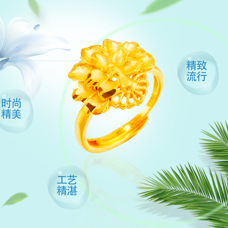 Lujo imitación 24K anillo de oro las mujeres Pavo Real abierto pantalla abierta joyería estilo étnico Phoenix anillo regalo festivo