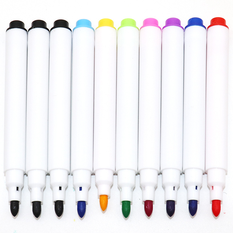 Venta al por mayor pluma de pizarra a base de agua cepillo magnético borrable conjunto de 8 colores pluma de graffiti de pintura para niños en stock generación pelo
