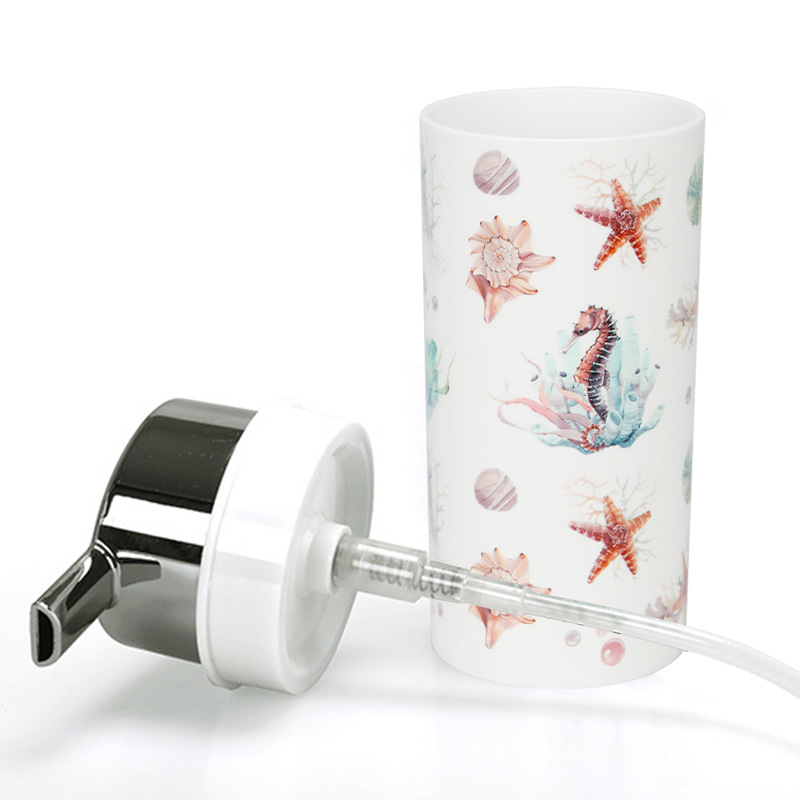 Baño de 5 piezas de cepillo de dientes taza de cepillo de dientes soporte de cepillo de dientes botella de desinfectante para manos de limpieza para el hogar de baño de limpieza impresión de 5 piezas