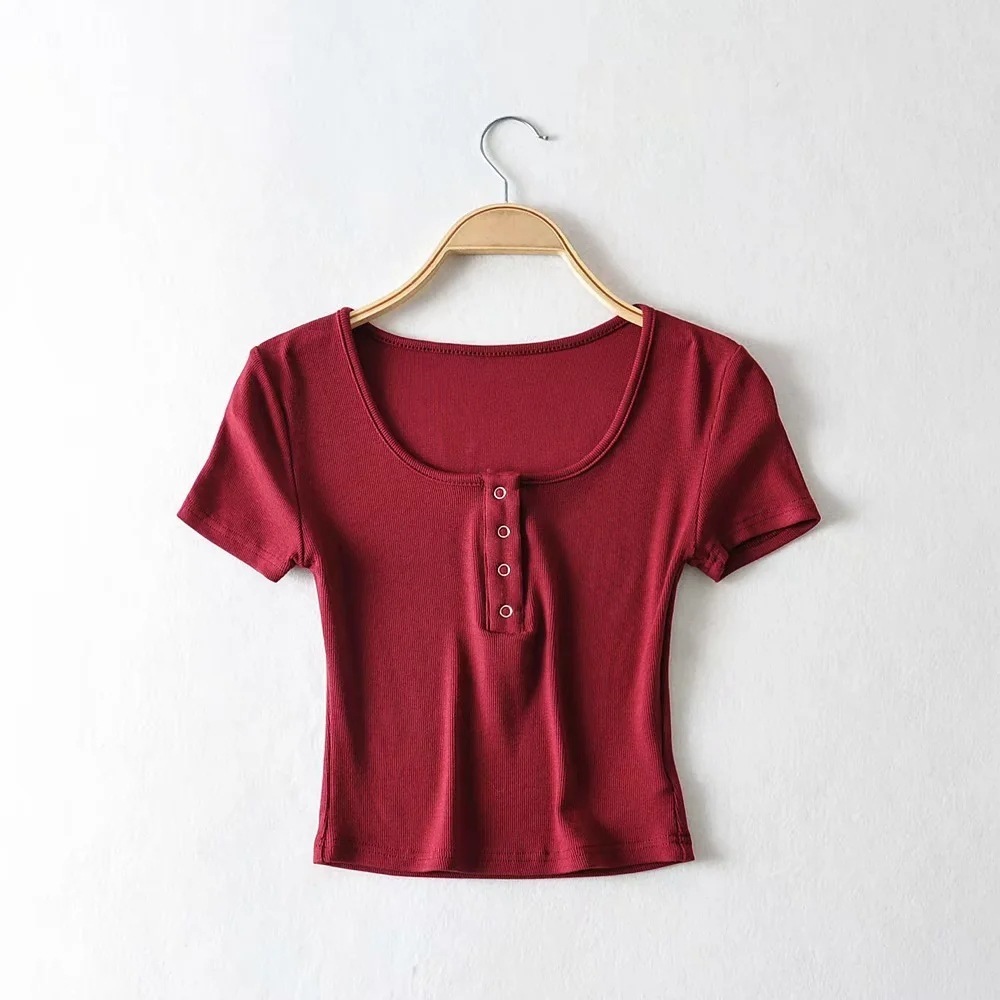 sexy round neck short-sleeved T-shirt NSHS48518