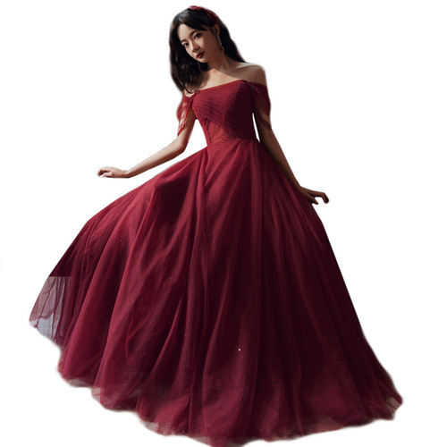 Evening dresses prom dress Vestidos de noche evening gowns wine red one shoulder long party evening dress grand wedding dress