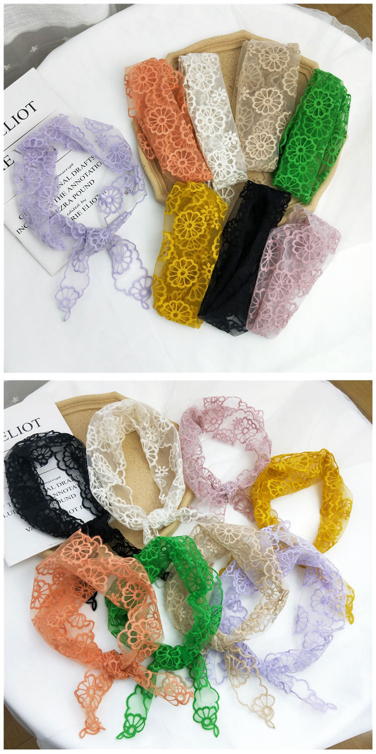 Lace Triangle Scarf Spring And Summer Korean Fashion Scarf Small Silk Scarf Headband Bag Decoration Wholesale Cheap Rs-flyfishing Products display picture 2