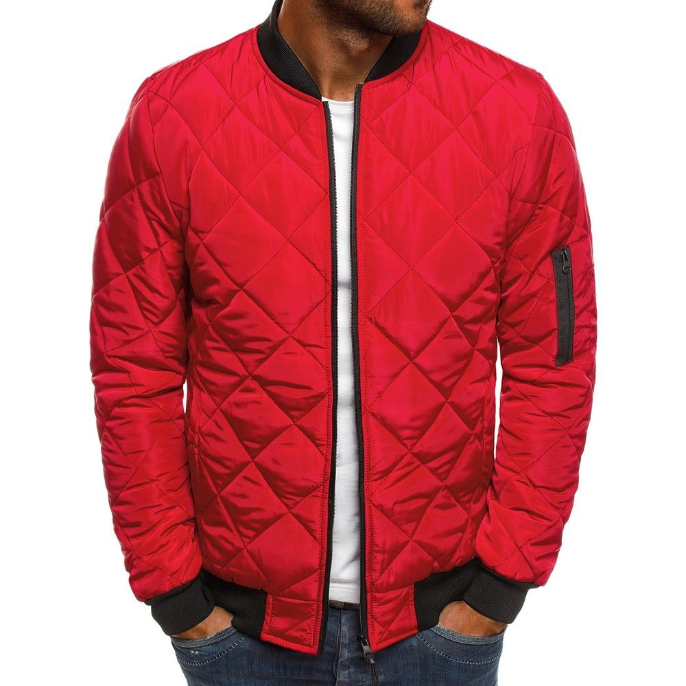 2020 Herbst/Winter Neue Herren Einfarbige Jacke Diamond Gridh Baumwollmantel_voghion.com