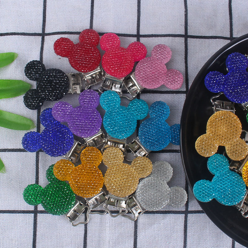 Suministros para bebés de dibujos animados animal chupete clip creativo DIY brillante clip de hierro chupete cadena accesorios de la joyería