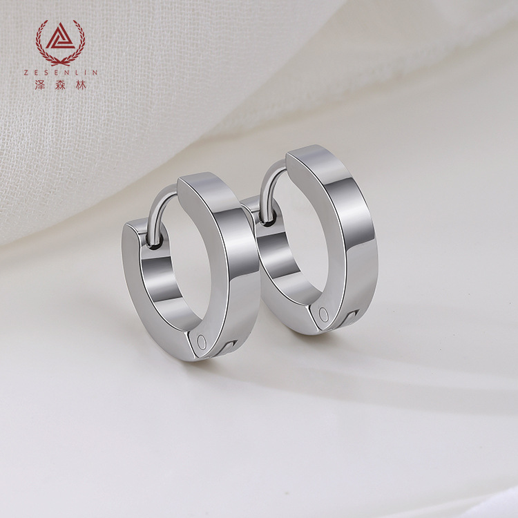 Men's Titanium Steel Earrings Geometric Polish Punk Vintage Ear Cuff for Women - 3x9mm Black detail image 8