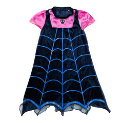New European and American-style short-sleeve mesh princess dress for girls—Vampire-inspired Halloween outfit perfect for little devil cosplay