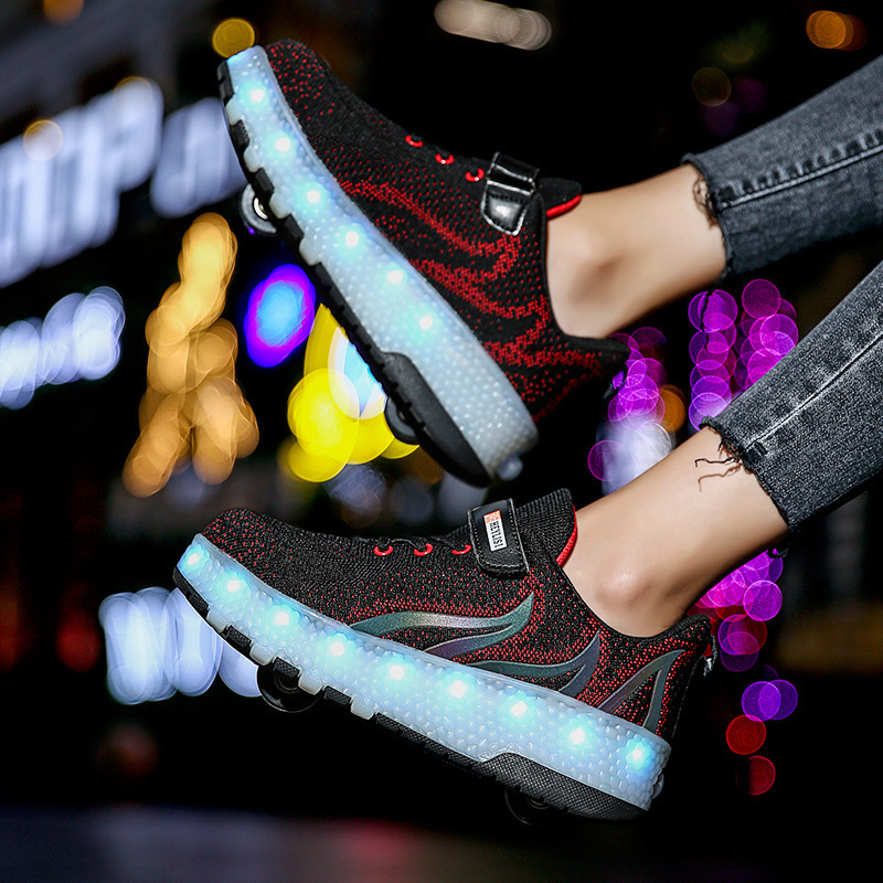 Chaussures de marche à roue unique pour enfants, chaussures lumineuses à charge LS pour garçons et filles, chaussures à roues lumineuses LED, chaussures à roulettes pour étudiants_voghion.com