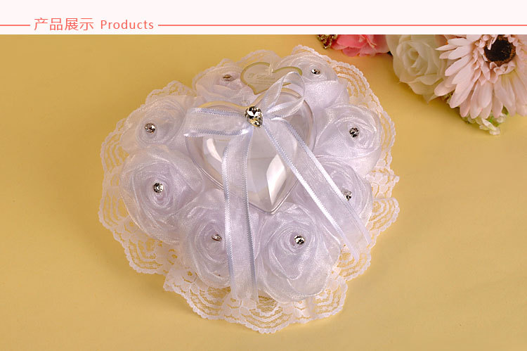 跨境新品欧美蕾丝玫瑰蝴蝶结戒枕新娘婚礼钻石爱心戒托戒指盒批发详情图15