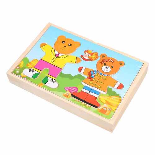 Cartoon Early Education Little Bear Family 2-3 Years Old Creative Dress-Up Puzzle Toy Wholesale