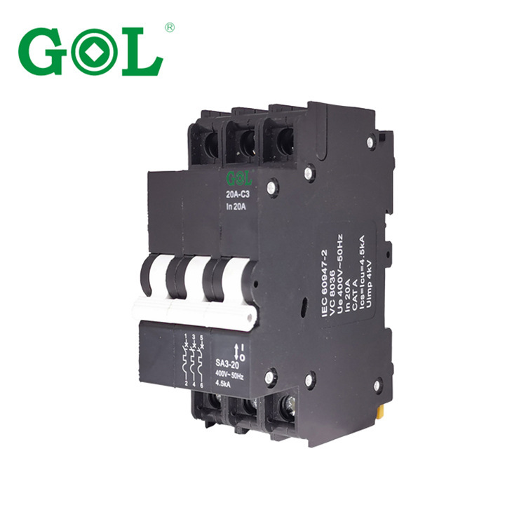 【厂家直销】 黑色断路器宽度13mm  3P 分断4.5KA 家用型开关