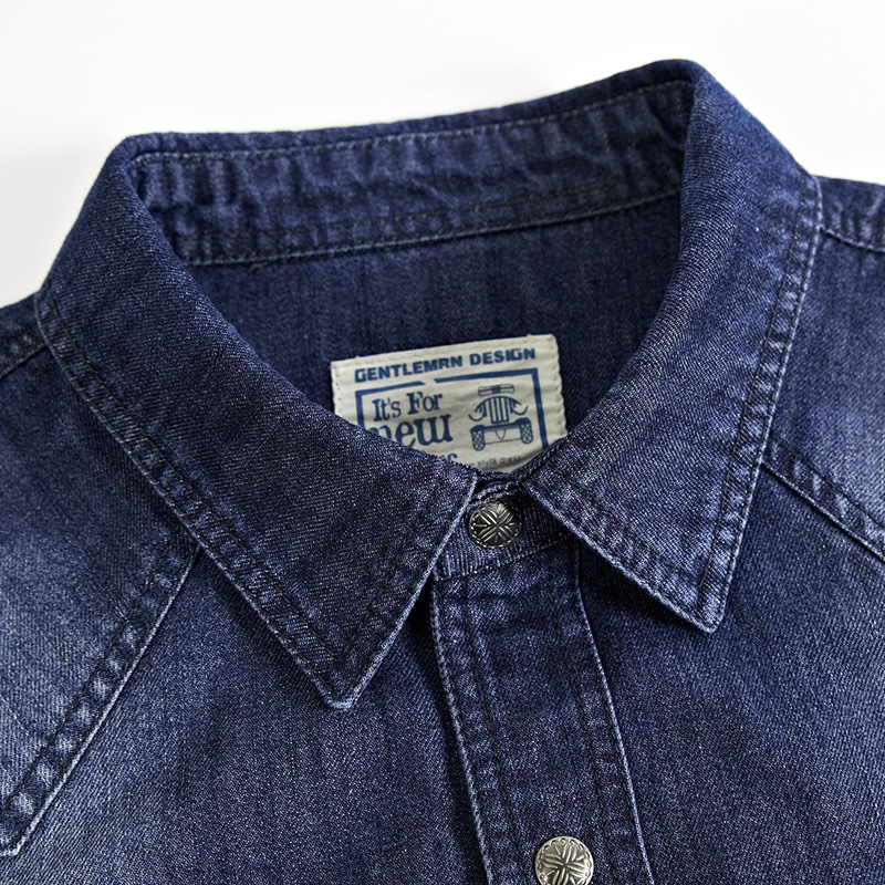 Camisa de manga larga de mezclilla transfronteriza primavera y otoño transpirable juventud algodón moda casual guapo camisa de todos los partidos de los hombres en stock