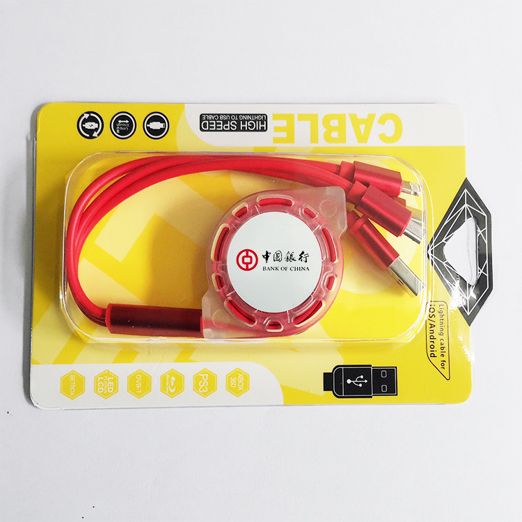 Factory wholesale, one-piece consignment gift, retractable data cable, logo, one-to-three retractable data cable, charging cable pic 4