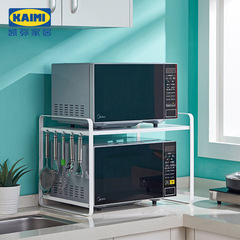 White simple iron double-layer countertop oven storage rack supplies space-saving kitchen microwave storage rack