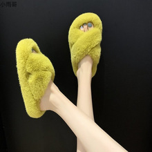 毛毛拖鞋女外穿网红同款2020新款春秋兔毛毛拖可爱懒人毛绒棉拖潮