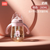 Children's protective anti-colic feeding bottle for new born, shatterproof silica gel straw for baby, wide neck