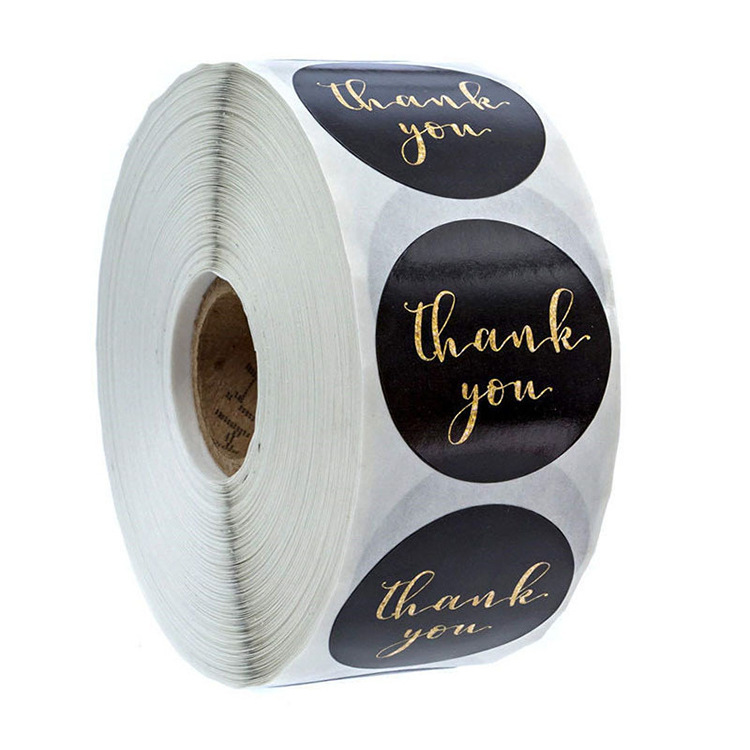 50g Weight Gift Stickers Event & Party Supplies Daily Occasion Copperplate Sticker Pack Black Foil Stamping Thank You Baking Sticker