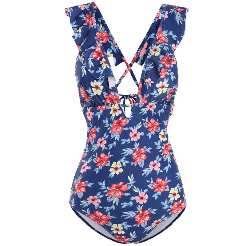 retro floral sexy backless one-piece swimsuit NSHL3941