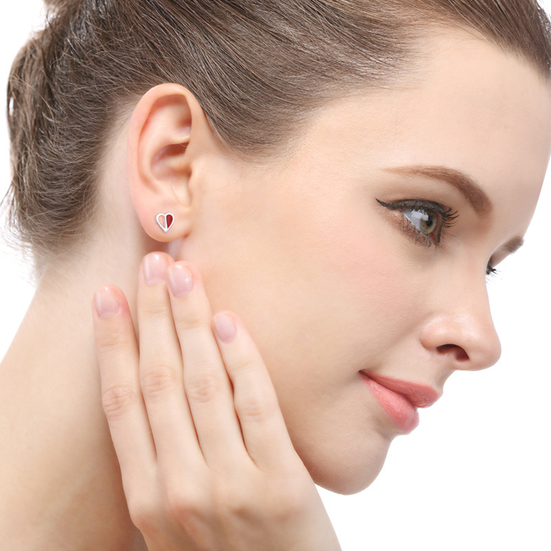 Accesorios de moda frescos personalizados en forma de corazón pendientes de temperamento estilo japonés y coreano s925