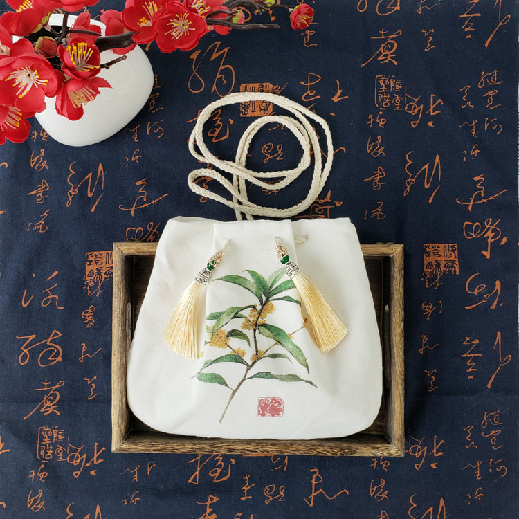 新款印花图案古风汉服包斜挎包单肩包流苏包中国风古代荷包配古装-阿里巴巴