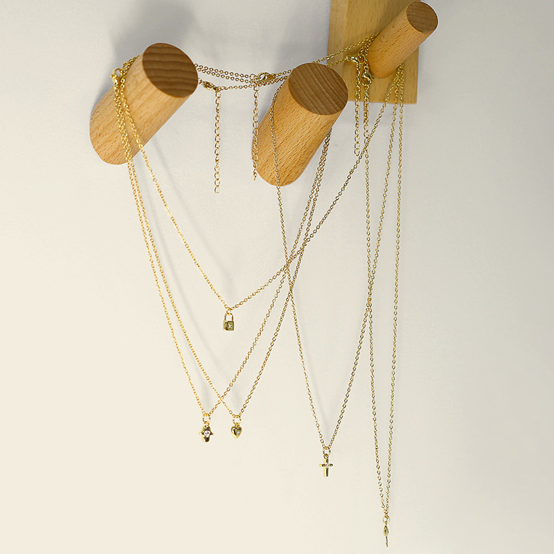 titanium steel cross heart necklace